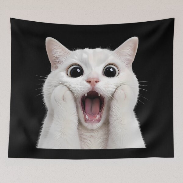 Item preview, White Cat Screaming with Wide Open Mouth designed and sold by Linework Studio.
