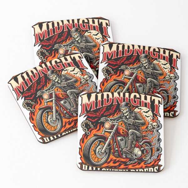 Item preview, Ride Until Midnight: Vintage Biker Skeleton Halloween Motorcycle Design designed and sold by ZayCreates.