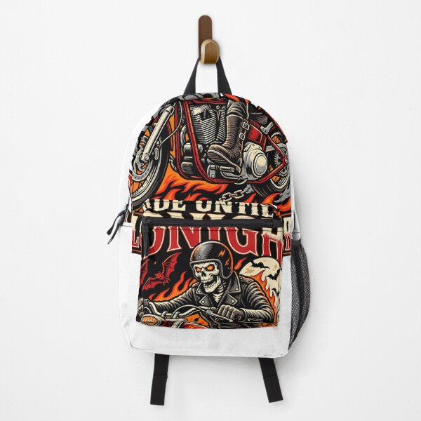 Item preview, Ride Until Midnight: Vintage Biker Skeleton Halloween Motorcycle Design designed and sold by ZayCreates.