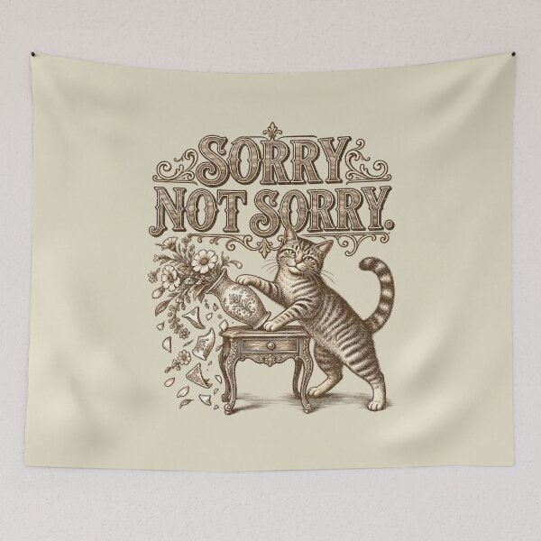 Item preview, Sorry Not Sorry – Mischievous Vintage Cat designed and sold by AwesomeBeyondLimits.