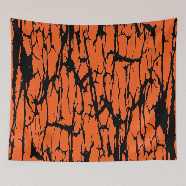 Artikelvorschau, Abstraktes Rissmuster in abgenutztem Orange und Schwarz entworfen und verkauft von ArtbyDebbieC.