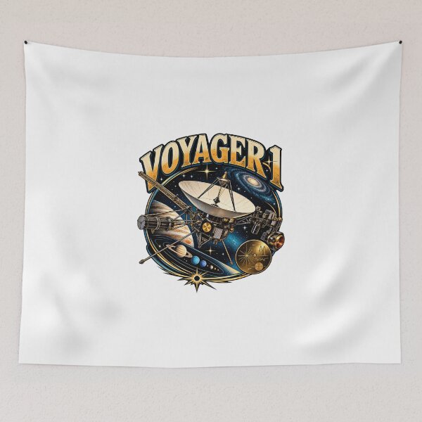 Aperçu de l'œuvre Emblème spatial vintage de la mission interstellaire Voyager 1 créée et vendue par ZayCreates.