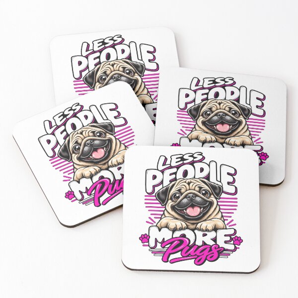 Item preview, Less People More Dogs, Less People More Pugs T-Shirt | Funny Pug Lover Dog Mom Graphic Tee designed and sold by graphic-genie.