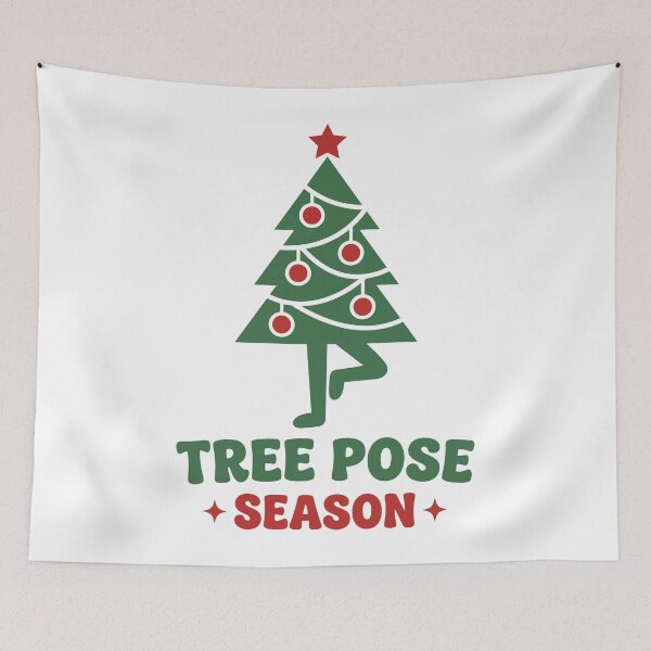 Aperçu de l'œuvre Jeu de mots sur le yoga de Noël : Saison de la posture de l’arbre, pin du milieu du siècle créée et vendue par Osmose-Studio.
