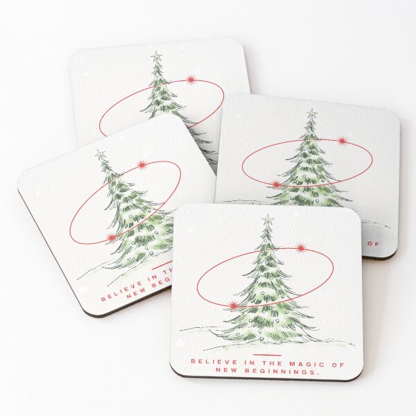 Item preview, Believe In The Magic Of New Beginnings - Christmas Tree Sketch Quote designed and sold by JINRANIN.