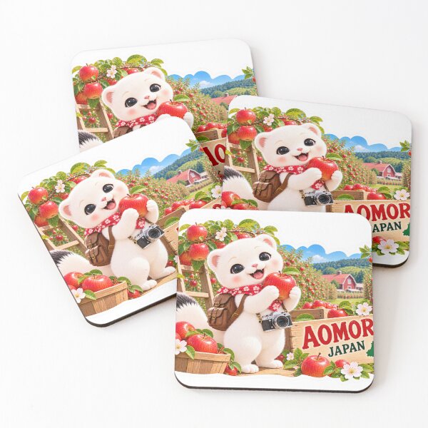 Item preview, Mofu’s Aomori Apple Orchard Adventure – Cute Japan Travel Sticker designed and sold by aoisora-kiki55.