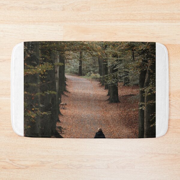 Item preview, Walking Dog on Autumn Forest Path Covered in Leaves designed and sold by Drinney.