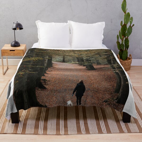 Item preview, Walking Dog on Autumn Forest Path Covered in Leaves designed and sold by Drinney.