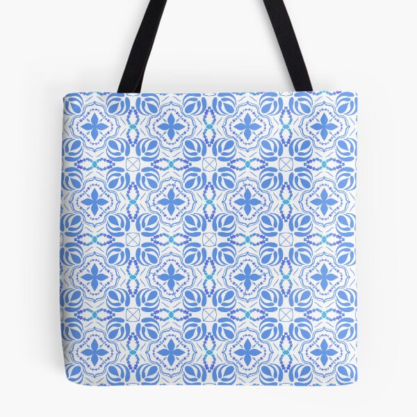 Item preview, Blue Floral Tile Seamless Pattern, Mediterranean Digital Paper for Fabric and Wallpaper designed and sold by AnnavelleStudio.