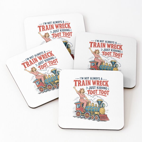 Item preview, I'm Not Always a Train Wreck — Retro Mid-Century Woman on Locomotive Illustration designed and sold by Colorful-Garden.