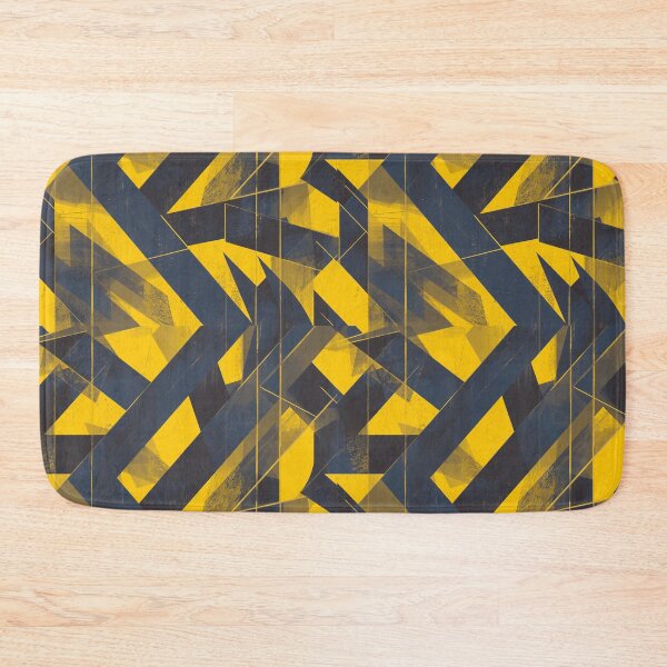Artikelvorschau, Mustard Yellow & Midnight Blue Abstract Geometric Pattern Design 1333 entworfen und verkauft von Habatour Creations Exclusive Digital Art Products.