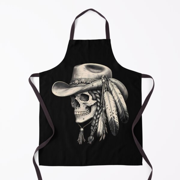 Item preview, Vintage Skull Wearing Cowboy Hat with Feathers designed and sold by Linework Studio.