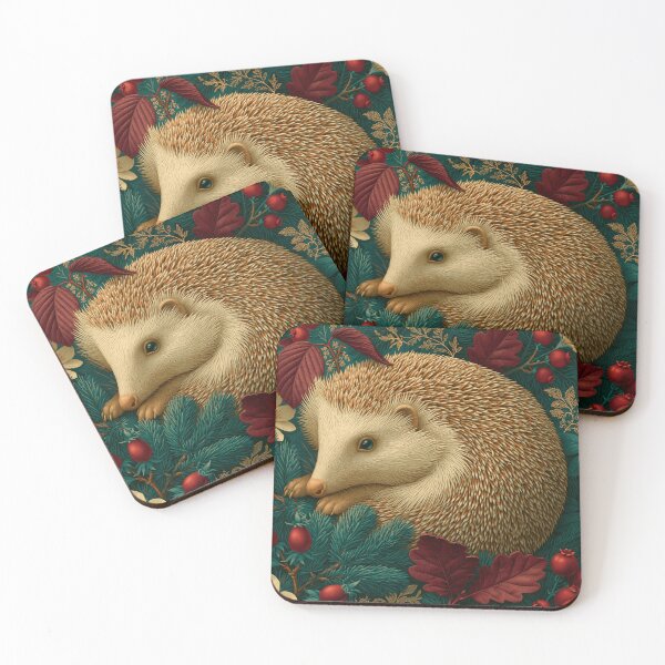 Item preview, Victorian Christmas Hedgehog with Winter Botanicals designed and sold by Ink and Wink.