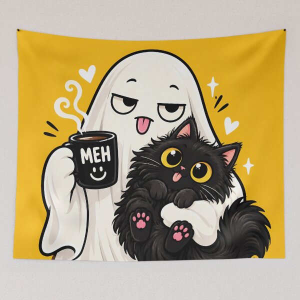Item preview, Sleepy Ghost Cat Coffee Meh designed and sold by Pure Craft.