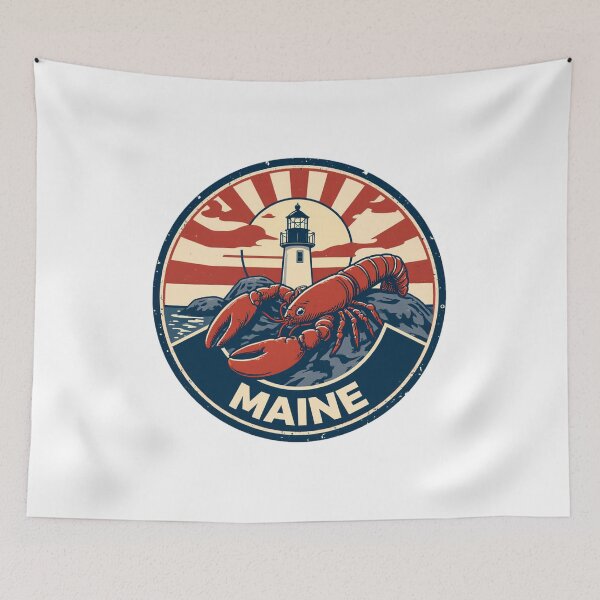 Item preview, Maine Lobster Lighthouse Vintage Nautical Badge designed and sold by Stupid Shirts.