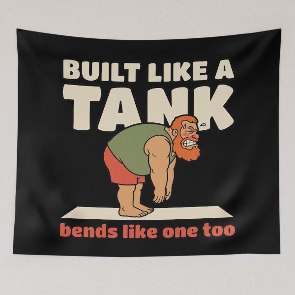 Item preview, Funny Yoga for Men: Strongman Can't Touch His Toes designed and sold by Osmose-Studio.