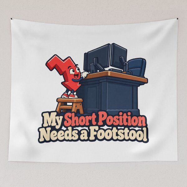 Artikelvorschau, Short Position Footstool Funny Trading Cartoon entworfen und verkauft von Bikivuno.