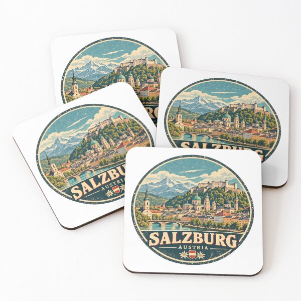 Item preview, Salzburg Austria Vintage Travel Poster | Retro European Cityscape Design designed and sold by Globalcitytees.