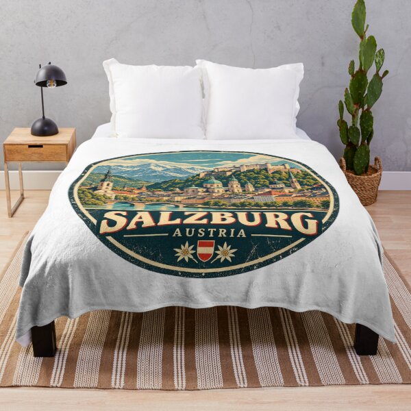 Artikelvorschau, Salzburg, Österreich – Vintage-Reiseposter | Retro-Stadtansicht aus Europa entworfen und verkauft von Globalcitytees.