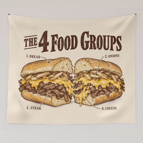 Item preview, Philly Cheesesteak Four Food Groups Anatomy Tee designed and sold by Yellowriversss.