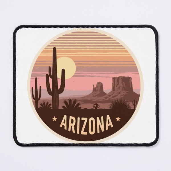 Item preview, Arizona Vintage Desert Saguaro Sunset Badge designed and sold by Stupid Shirts.