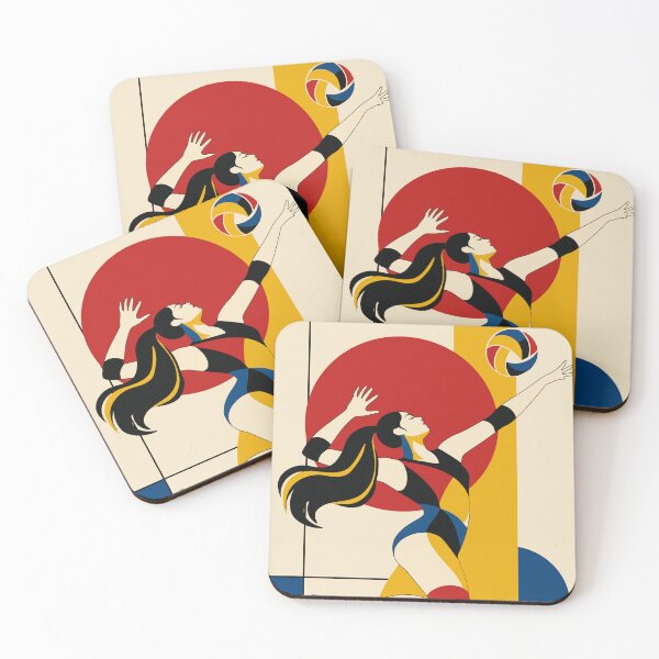 Artikelvorschau, Volleyball-Kunstdruck, Volleyballspielerin (Frau), Bauhaus-Sportkunst, Retro-Illustration eines Athleten, Geschenkidee für Volleyballfans, Moderne Sportdekoration entworfen und verkauft von Studio pod Burom.