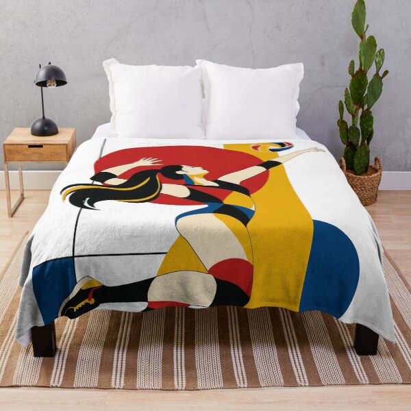 Artikelvorschau, Volleyball-Kunstdruck, Volleyballspielerin (Frau), Bauhaus-Sportkunst, Retro-Illustration eines Athleten, Geschenkidee für Volleyballfans, Moderne Sportdekoration entworfen und verkauft von Studio pod Burom.