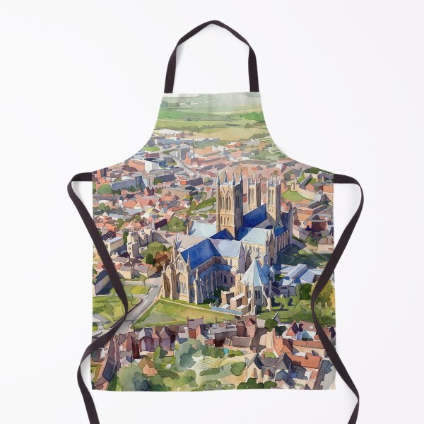 Artikelvorschau, Lincoln Cathedral Luftbild Aquarellkunst entworfen und verkauft von ArtworkNorth.