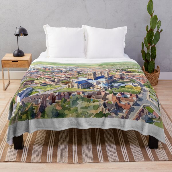 Artikelvorschau, Lincoln Cathedral Luftbild Aquarellkunst entworfen und verkauft von ArtworkNorth.