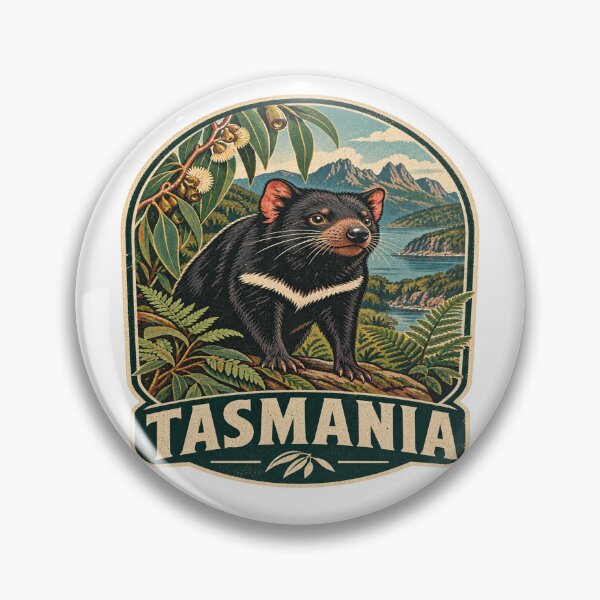 Item preview, Tasmanian Devil Australia Vintage Wildlife Badge Design designed and sold by Globalcitytees.