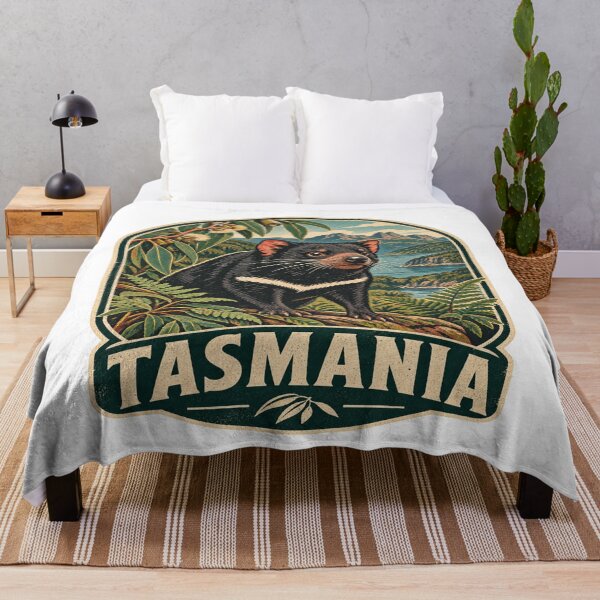 Aperçu de l'œuvre Badge vintage représentant le diable de Tasmanie et la faune australienne créée et vendue par Globalcitytees.