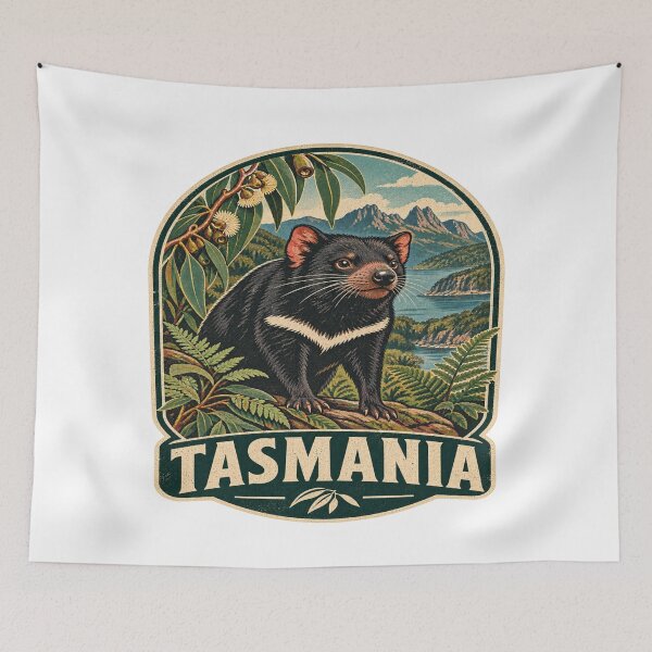 Item preview, Tasmanian Devil Australia Vintage Wildlife Badge Design designed and sold by Globalcitytees.
