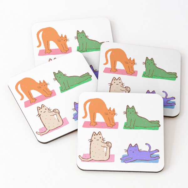 Item preview, Cat Yoga Sticker Pack - Four Stretching Cats designed and sold by BysonDesigns.