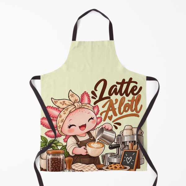 Artikelvorschau, Latte A’lotl – Niedliches Axolotl-Barista-Latte-Art-Kaffee-Design entworfen und verkauft von HH Design House.