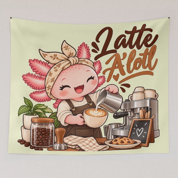Item preview, Latte A’lotl – Cute Axolotl Barista Latte Art Coffee Design designed and sold by HH Design House.