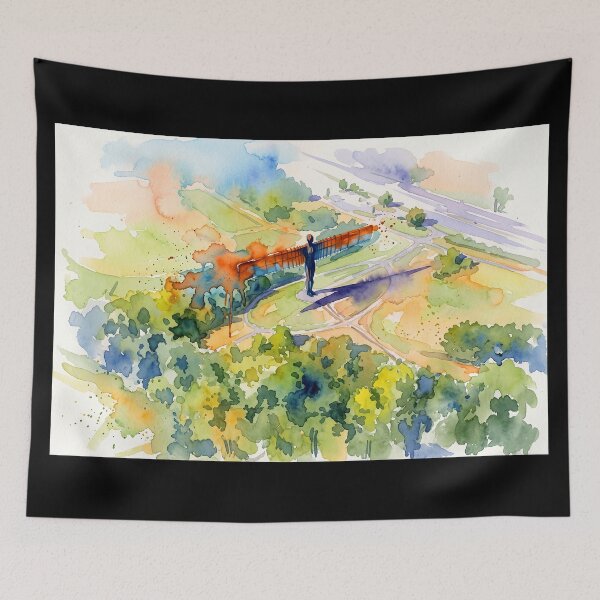 Item preview, Angel of the North Aerial Watercolour designed and sold by ArtworkNorth.