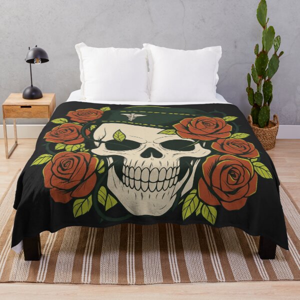 Item preview, Vintage Combat Medic Skull With Red Roses designed and sold by MarCinu Art.