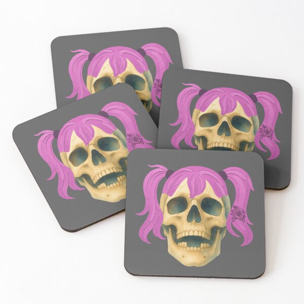 Item preview, Skull with a Pink Wig and Rose designed and sold by Chameleon by Ewa .