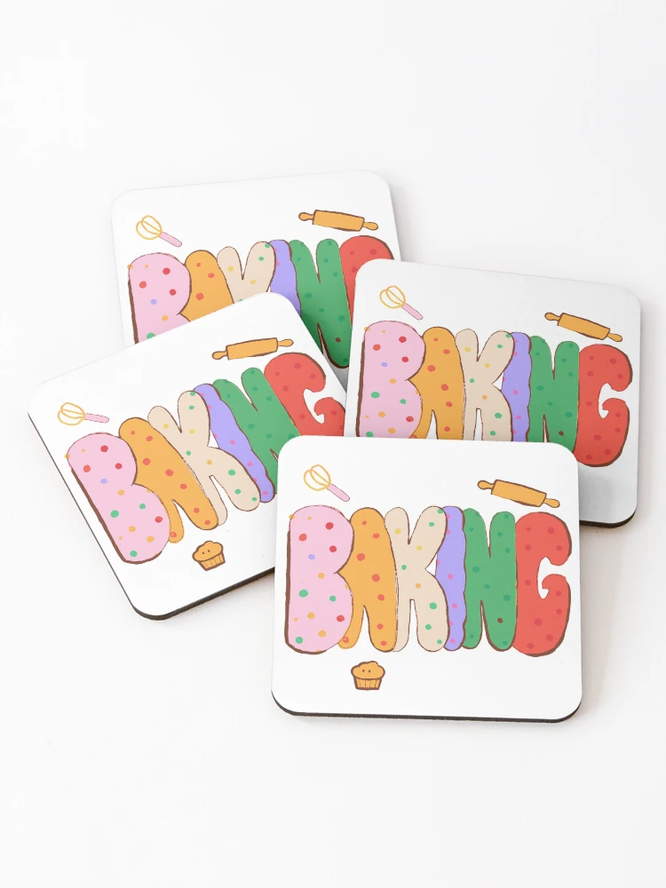 Thumbnail 1 of 5, Coasters (Set of 4), Baking - Hand-Lettered Riso Word designed and sold by BysonDesigns.