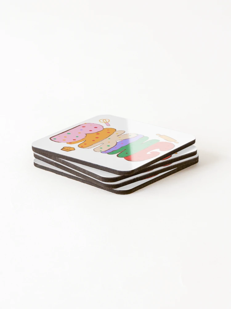 Thumbnail 4 of 5, Coasters (Set of 4), Baking - Hand-Lettered Riso Word designed and sold by BysonDesigns.