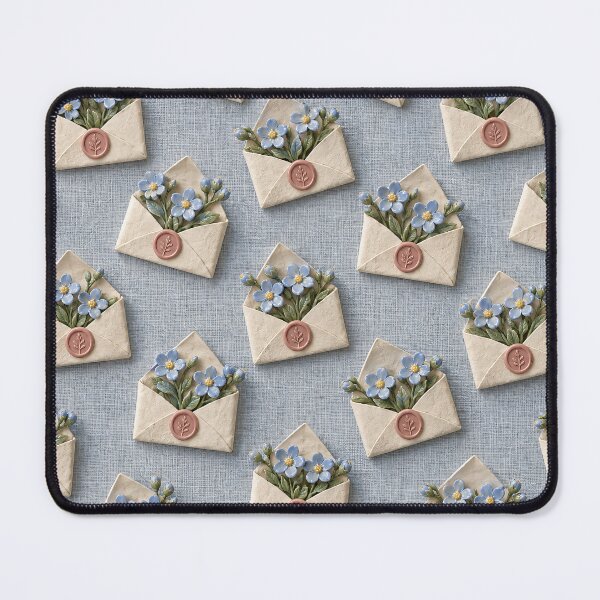 Item preview, Forget-Me-Not Flower Envelopes on Blue Linen – Romantic Cottagecore Pattern designed and sold by Kaleidoscope Print.