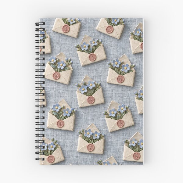Item preview, Forget-Me-Not Flower Envelopes on Blue Linen – Romantic Cottagecore Pattern designed and sold by Kaleidoscope Print.