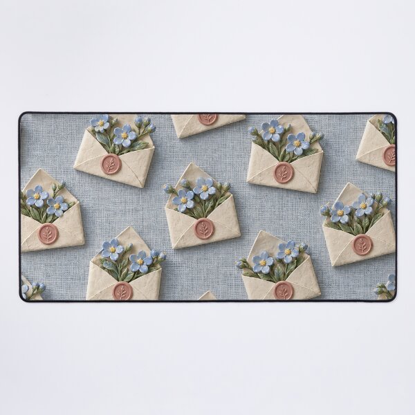 Item preview, Forget-Me-Not Flower Envelopes on Blue Linen – Romantic Cottagecore Pattern designed and sold by Kaleidoscope Print.