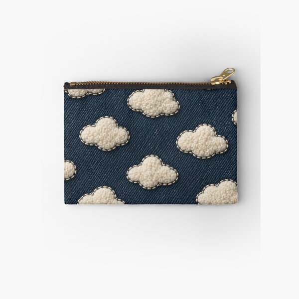 Item preview, Tufted White Clouds on Dark Denim – Cozy Embroidered Sky Pattern designed and sold by Kaleidoscope Print.