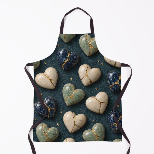 Item preview, Kintsugi Hearts in Ivory, Sage and Midnight Blue – Healing Love Pattern designed and sold by Kaleidoscope Print.