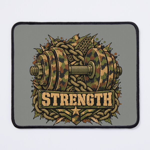 Item preview, Military Strength – Camouflage Weightlifting Gym Design designed and sold by Aimetoi.