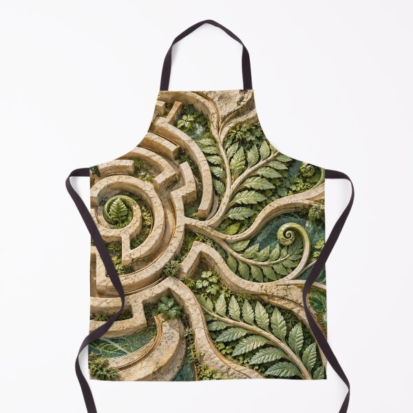Item preview, Botanical Stone Labyrinth with Fern Spirals – Enchanted Nature Art Print designed and sold by Kaleidoscope Print.