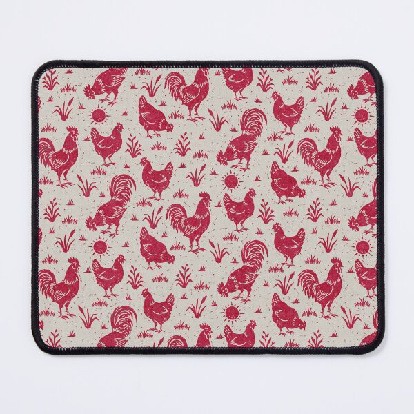 Item preview, Farmhouse Rustic Chickens And Roosters In Bright Burgundy On Cream designed and sold by EliveraDesigns.