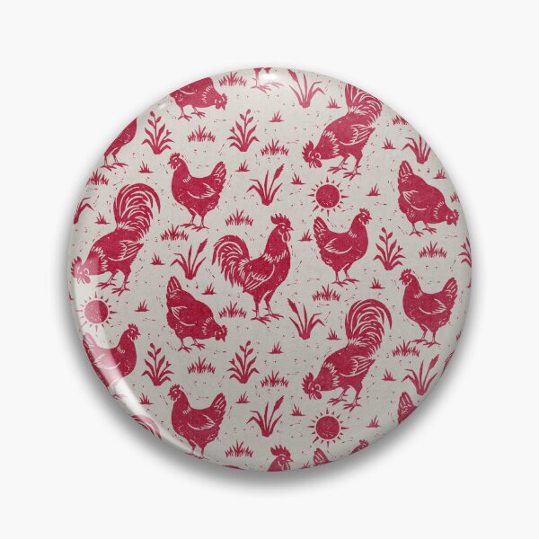 Item preview, Farmhouse Rustic Chickens And Roosters In Bright Burgundy On Cream designed and sold by EliveraDesigns.