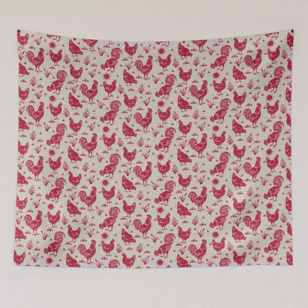 Item preview, Farmhouse Rustic Chickens And Roosters In Bright Burgundy On Cream designed and sold by EliveraDesigns.